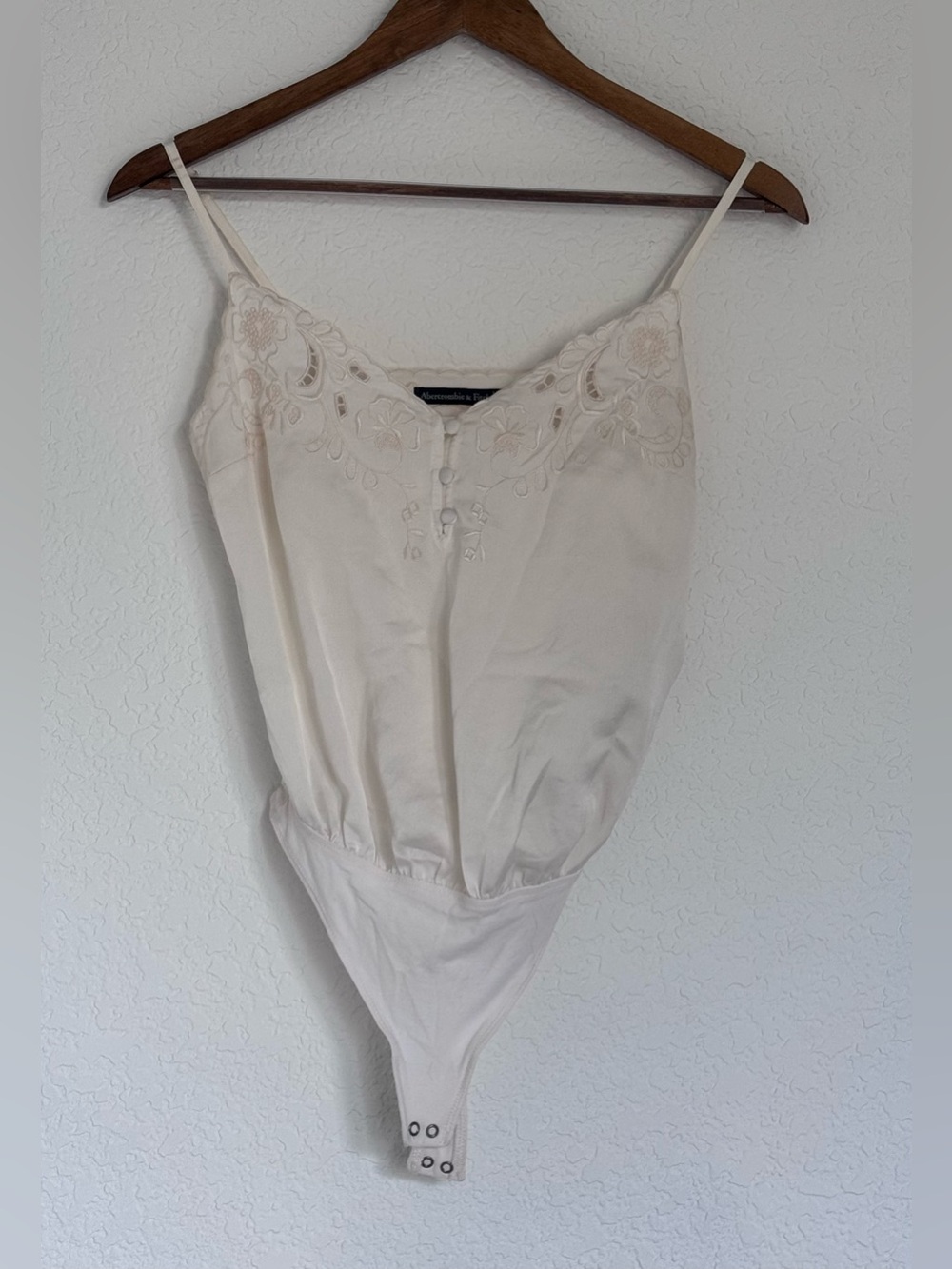 Abercrombie & Fitch Ivory Lace-Trim Bodysuit Camisole